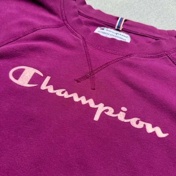 Vintage Champion Women's Purple Crew Neck Long Sleeve Casual Sweatshirt M - Picture 3 of 7